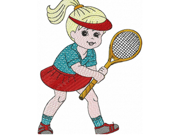 A Cute Tennis Girl Embroidery Design for Seasonal Gifts