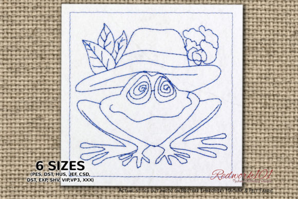A Frog with Hat Bluework Embroidery Design Review for Gifts