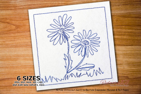 Beautiful Daisy Flowers Redwork Design Review