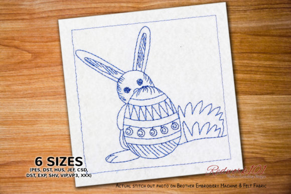 Bunny Behind Easter Egg Embroidery Design Review