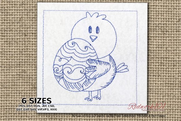 Cute Chick with Easter Egg Redwork Embroidery Design Review