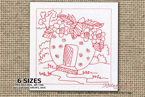 Fairytale Strawberry House Redwork Embroidery Review