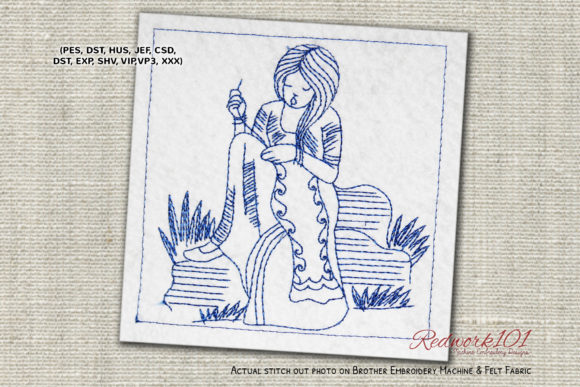 Female Working on a Quilt Redwork: A Practical Review for Gift Shops