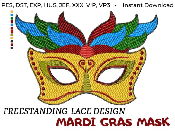 Mardi Gras Mask FSL for Boutique Sweatshirt Collections