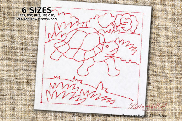 Tortoise Redwork Embroidery Design Review